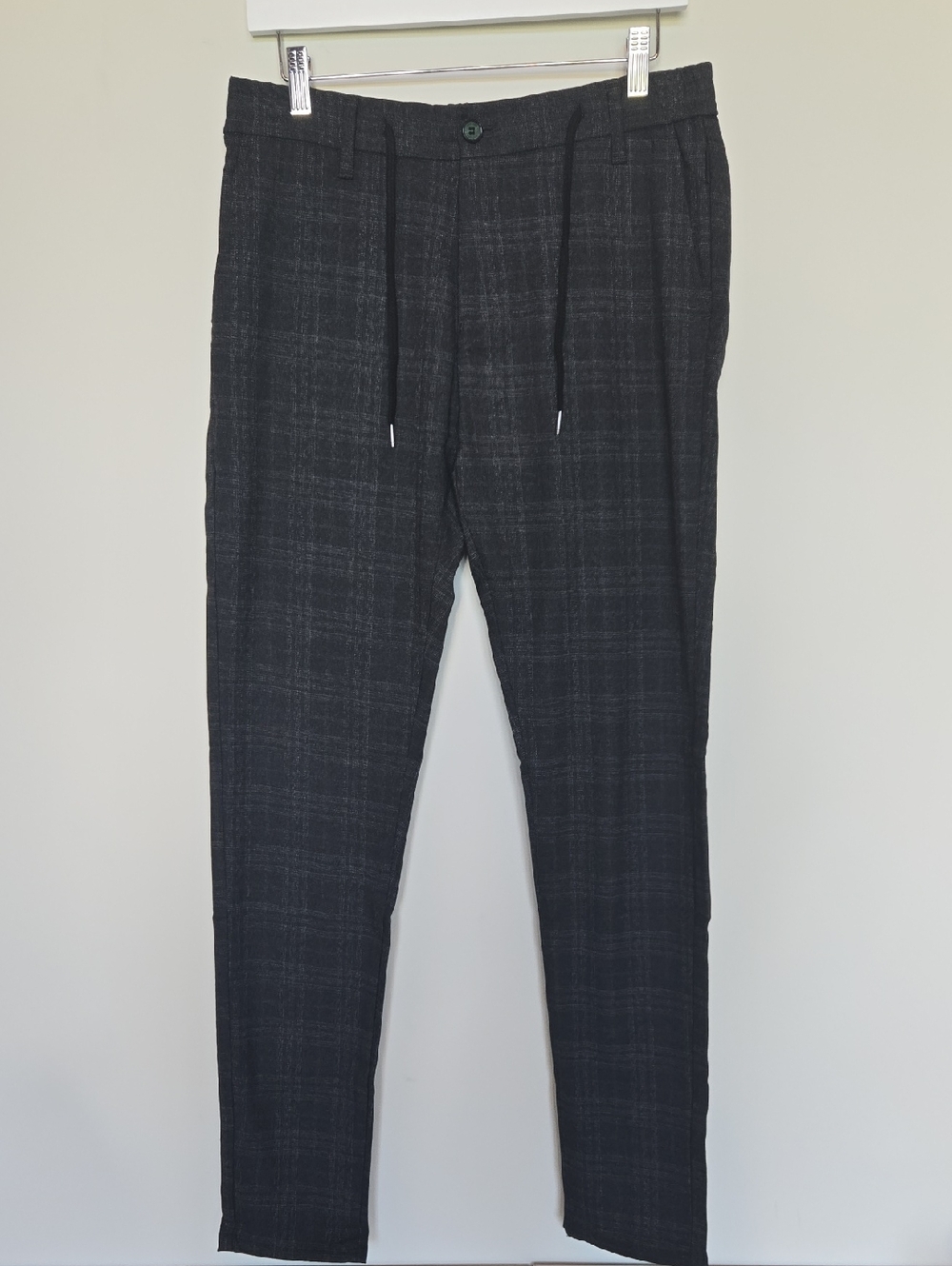 Men's Charcoal Plaid Dress Pants - Modern Tailored Fit